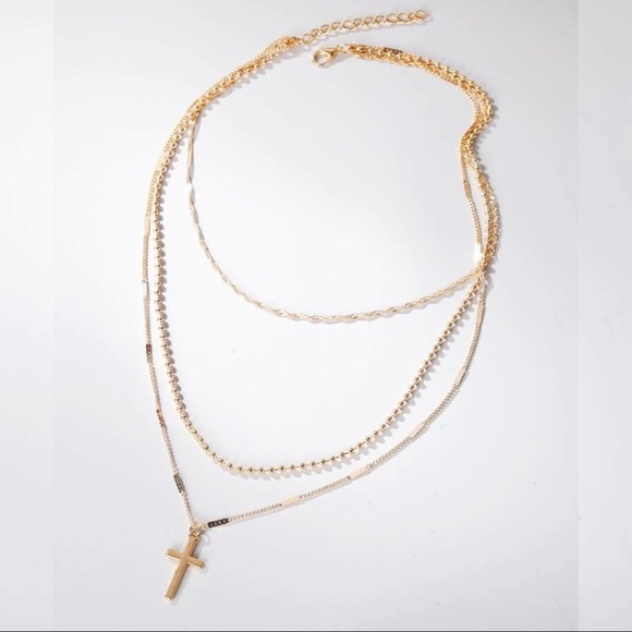 3/$30 💛 Cross Layered Necklace - Picture 2 of 3